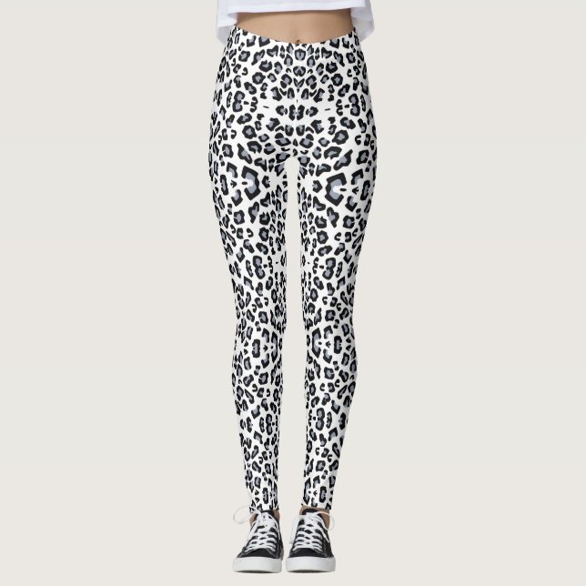 Schwarz-Weiß-Leopard-Leggings Leggings (Vorderseite)