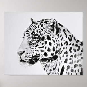 Schwarz-Weiß-Leopard-Malplakat Poster