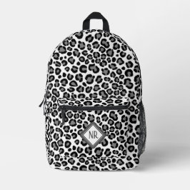 Schwarz-Weiß-Leopard-Muster Cheetah Monogram Bedruckter Rucksack