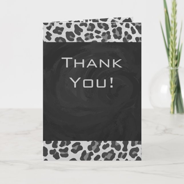 Schwarz-Weiß-Leopard-Printwerbung für Monogramm Karte (Vorderseite)