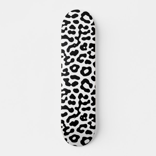 Schwarz-Weiß-Leopard-Spots Druckmuster Skateboard (Vorne)