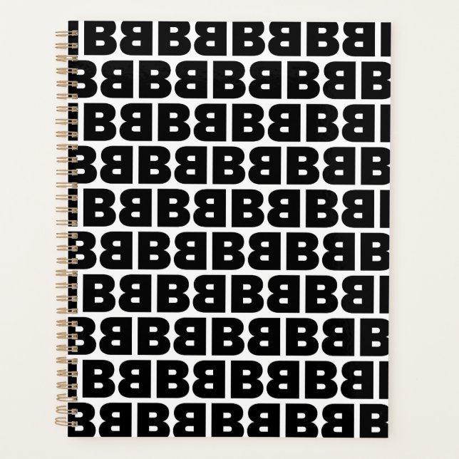 Schwarz-Weiß-Letter-B-Muster Alphabet Planer (Vorderseite)