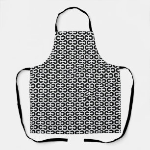 Schwarz-Weiß-Letter-C-Muster Alphabet Schürze