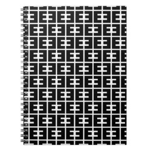 Schwarz-Weiß-Letter-E-Muster Alphabet Notizblock