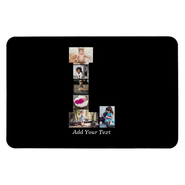 Schwarz-Weiß-Letter-L-FotoCollage Magnet (Horizontal)