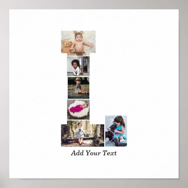 Schwarz-Weiß-Letter-L-FotoCollage Poster (Vorne)