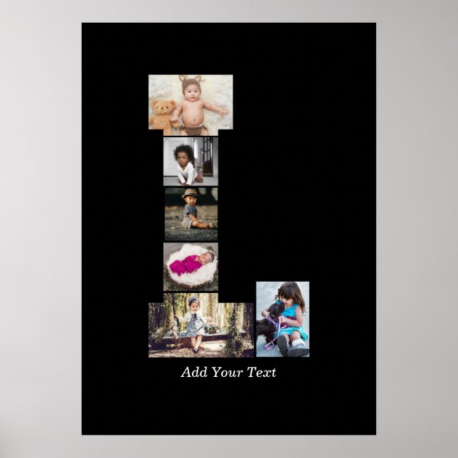 Schwarz-Weiß-Letter-L-FotoCollage Poster (Vorne)