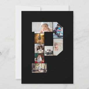 Schwarz-Weiß-Letter-P-Fotocollage Feiertagskarte