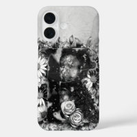 Schwarz-Weiß-Letter R-Trippy-Floral-Farbe