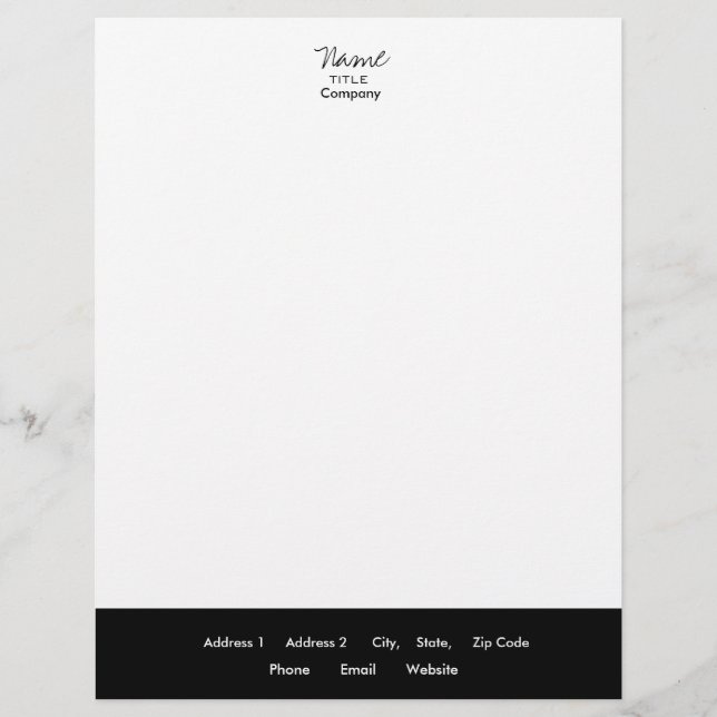 Schwarz-Weiß-Letterhead Trendy Minimal Briefbogen (Vorderseite)