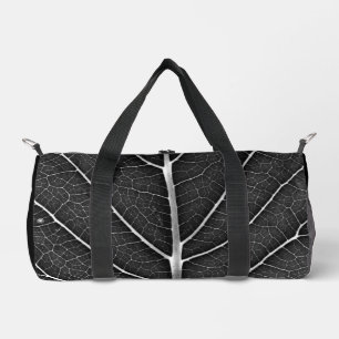 Schwarz-weiß leuchtendes Blatt Nahaufnahme Duffle Bag