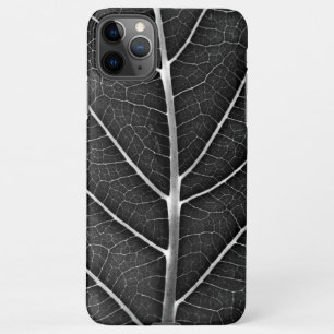 Schwarz-weiß leuchtendes Blatt Nahaufnahme iPhone 11Pro Max Hülle