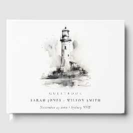 Schwarz-Weiß-Leuchtturm-Hochzeit Gästebuch