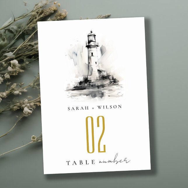 Schwarz-Weiß-Leuchtturm-Hochzeit Tischnummer (Von Creator hochgeladen)