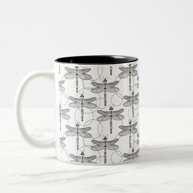 Schwarz-Weiß-Libelle Zweifarbige Tasse (Links)