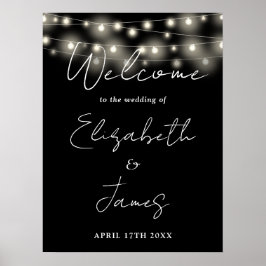 Schwarz-Weiß-Lichter Hochzeitssymbol Poster