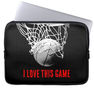 Schwarz-Weiß-Liebe Basketball Laptopschutzhülle