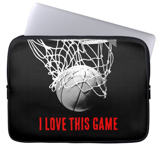Schwarz-Weiß-Liebe Basketball Laptopschutzhülle (Vorderseite)