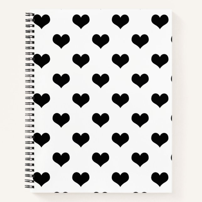 Schwarz-Weiß-Liebe-Herzdesign Notizbuch (Vorderseite)