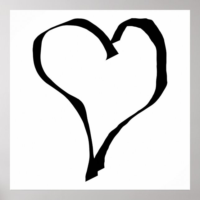 Schwarz-Weiß-Liebe Herzdesign. Poster (Vorne)