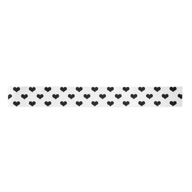 Schwarz-Weiß-Liebe-Herzdesign Satinband (Vorderseite)