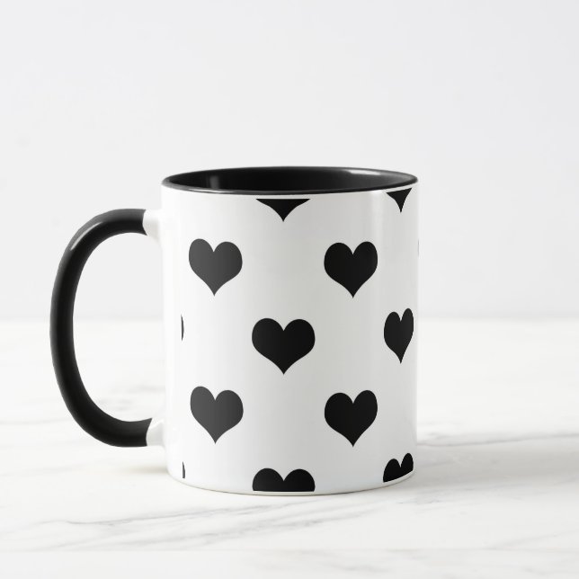 Schwarz-Weiß-Liebe-Herzdesign Tasse (Links)