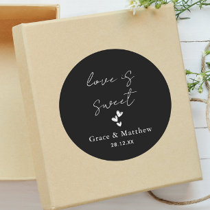 Schwarz-Weiß-Liebe ist süße Hochzeit süß Runder Aufkleber
