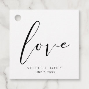 Schwarz & Weiß LIEBE Minimale Moderne Hochzeit Geschenkanhänger
