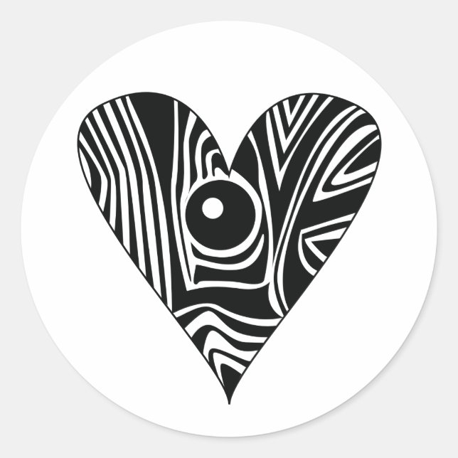 Schwarz-Weiß-LIEBE Runder Aufkleber (Vorderseite)