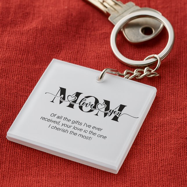 Schwarz-Weiß-Liebe Schlüsselanhänger (Black and White Love You Print Keychain)