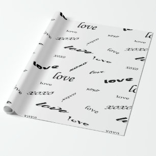 Schwarz-Weiß-Liebe Xoxo-Muster Geschenkpapier