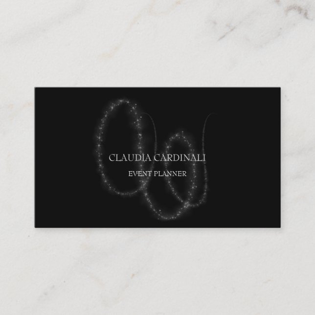 Schwarz-weiß Lights Event Hochzeitsplaner VIP Visitenkarte (Vorderseite)