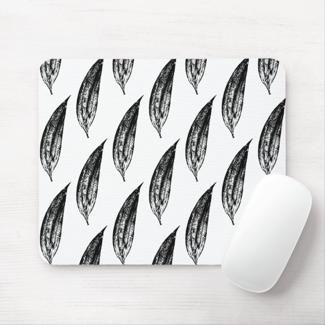 Schwarz-weiß-Lilie-Blattdruck Mousepad (Mit Mouse)