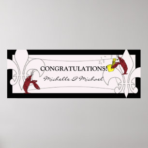 Schwarz-weiß Lilie Crawfish Party Banner Poster