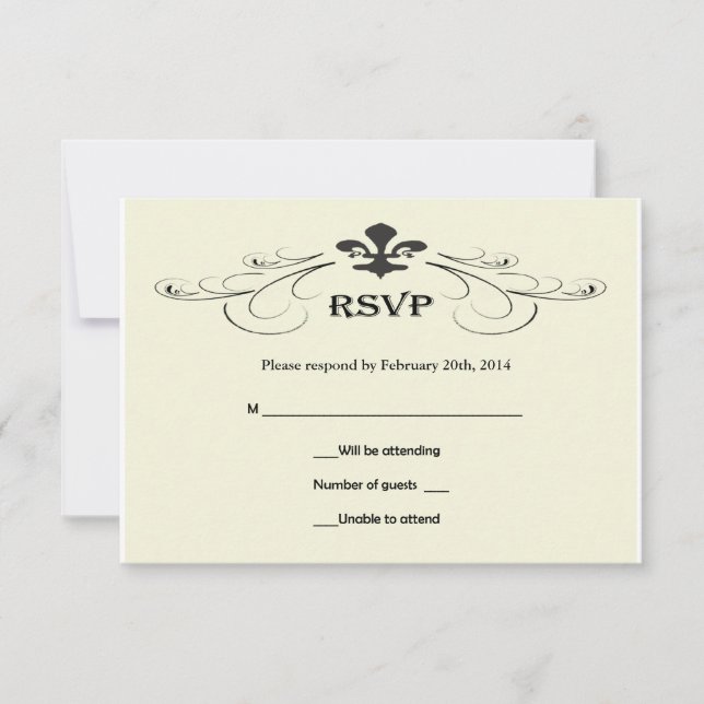 Schwarz-Weiß-Lilie-Hochzeitskarten RSVP Karte (Vorderseite)