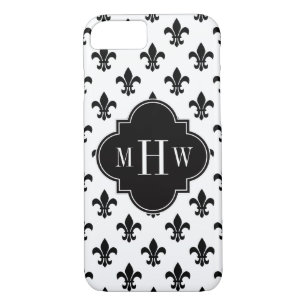 Schwarz-Weiß-Lilie Schwarz 3 Initialmonogramm Case-Mate iPhone Hülle