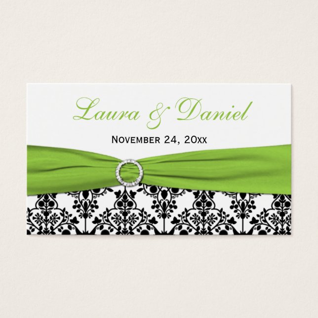 Schwarz, Weiß, Limon Damask Hochzeitsvorzugstempel (Vorderseite)