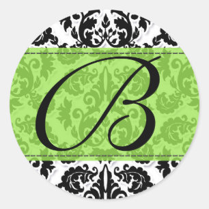 Schwarz, Weiß, Limone Lilie Damask Sticker