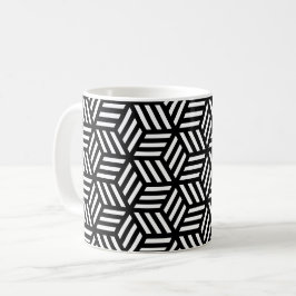 Schwarz-weiß Line Cube Geometric Op Art Muster Kaffeetasse