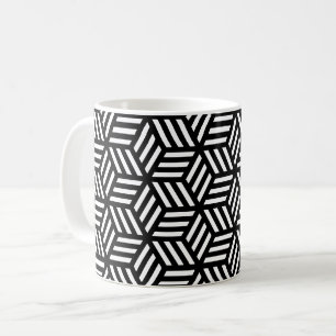 Schwarz-weiß Line Cube Geometric Op Art Muster Kaffeetasse