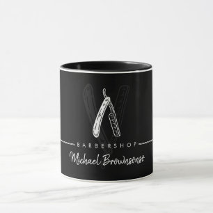 Schwarz-Weiß-Lineart-Elegantes-Logo-Rasiermesser-G Tasse