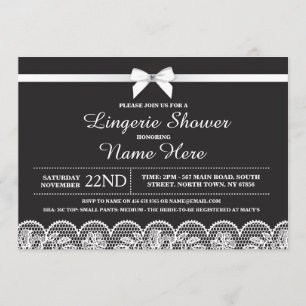 Schwarz-weiß Lingerie Brautparty Lace Einladung