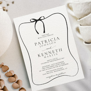 Schwarz-Weiß-Linie Art Bow Rahmen Texturierte Hoch Einladung