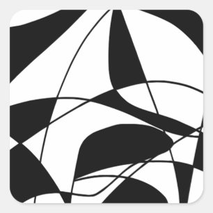 Schwarz-Weiß-Linien, Druckmuster für Blockfarben Quadratischer Aufkleber