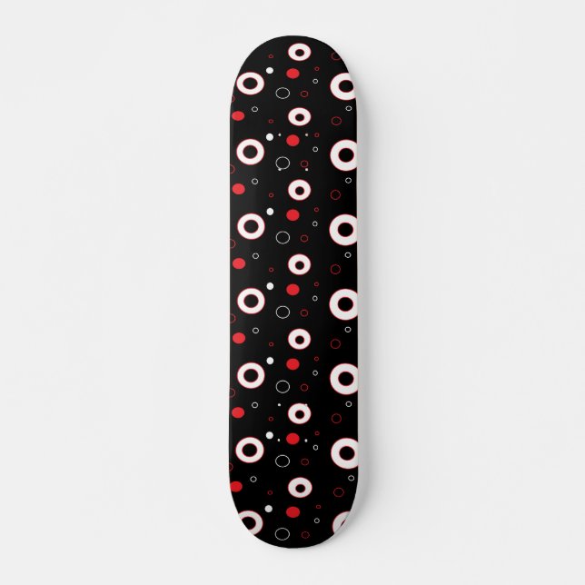 Schwarz-Weiß-Linien und Polka Dot Abstrakt Skateboard (Vorne)