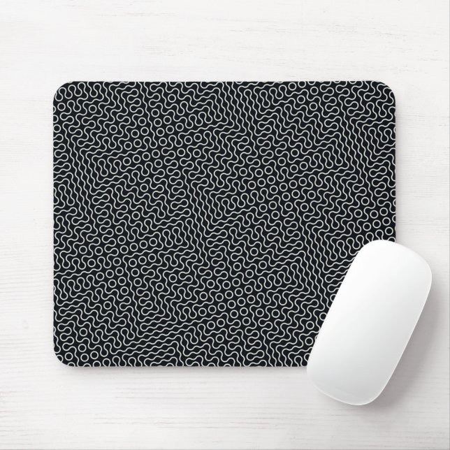 Schwarz-Weiß-Liniendesign Mousepad (Mit Mouse)