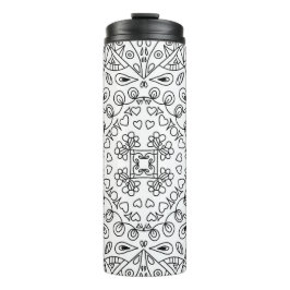 Schwarz-Weiß-Linienmuster Thermosbecher
