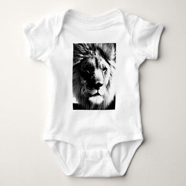 Schwarz-Weiß-Lion Baby Strampler (Vorderseite)