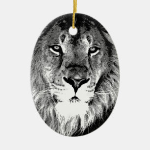 Schwarz-Weiß-Lion Keramik Ornament