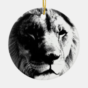 Schwarz-Weiß-Lion Keramik Ornament